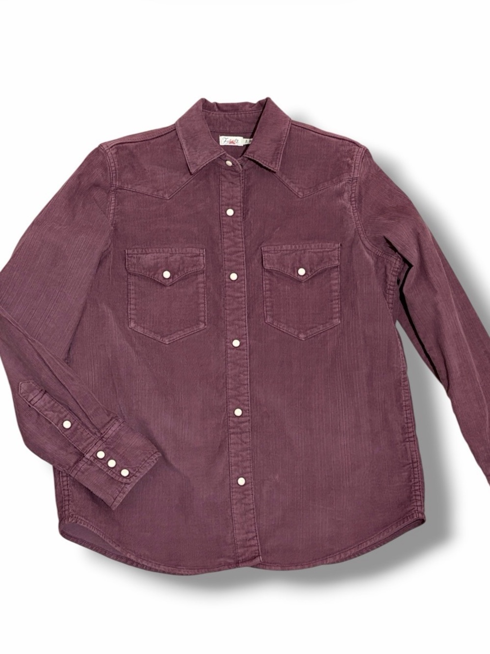 Faherty Women’s Corduroy Snap-Front Shirt Size XS Western Rodeo Shacket Plum